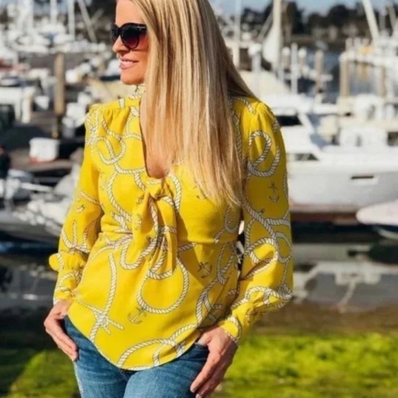 CAbi Tops - Cabi #5707 Reef Knot Blouse. Yellow Size small